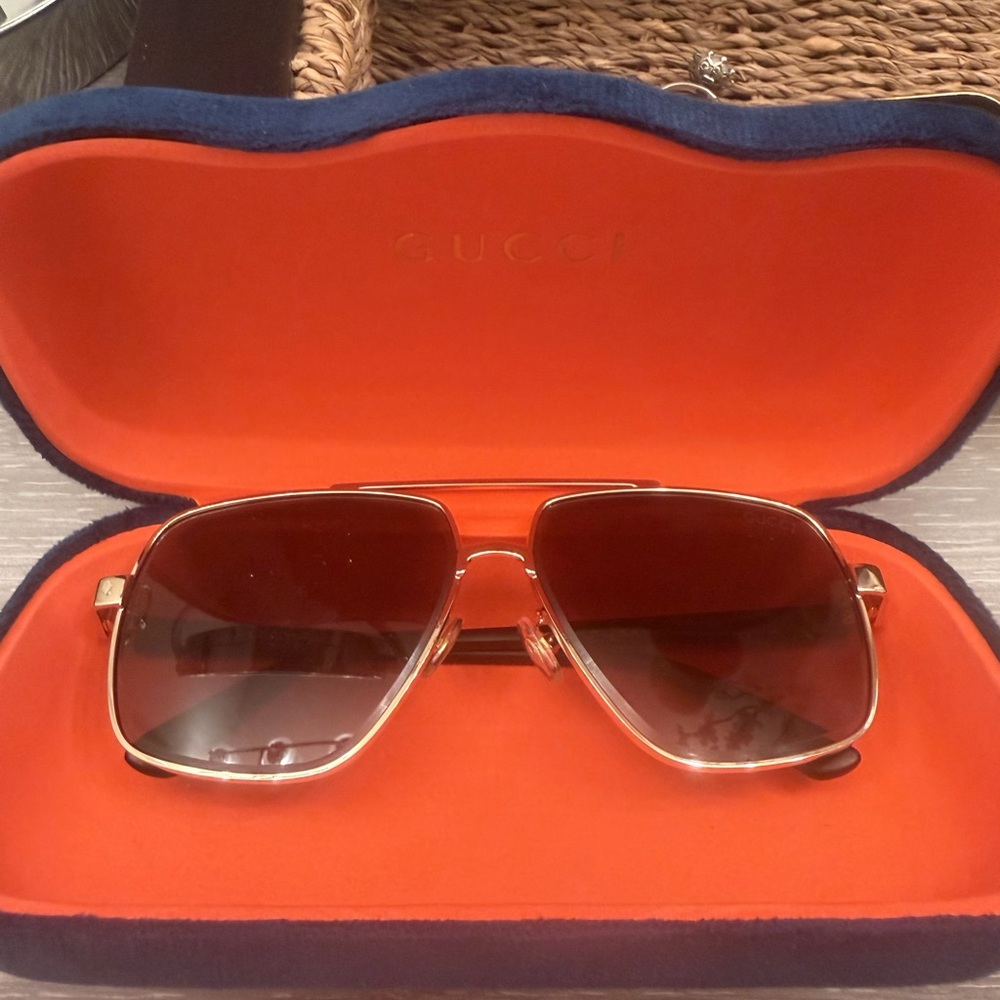 Gucci Aviator Sunglasses with Gold Frame